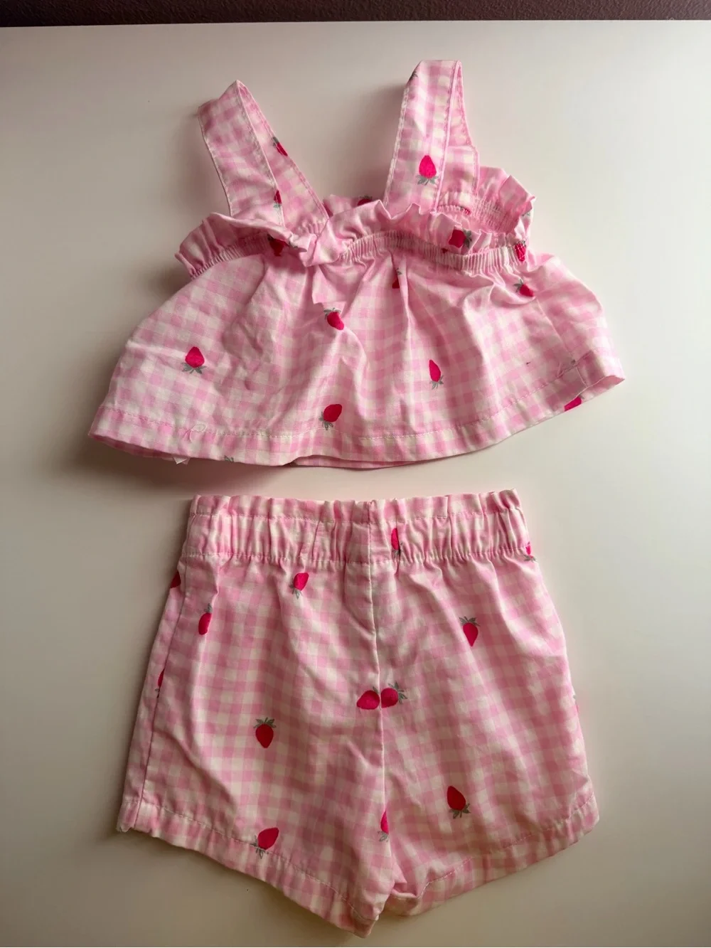 Carter’s just one you baby girls strawberry shirt and shorts set | newborn